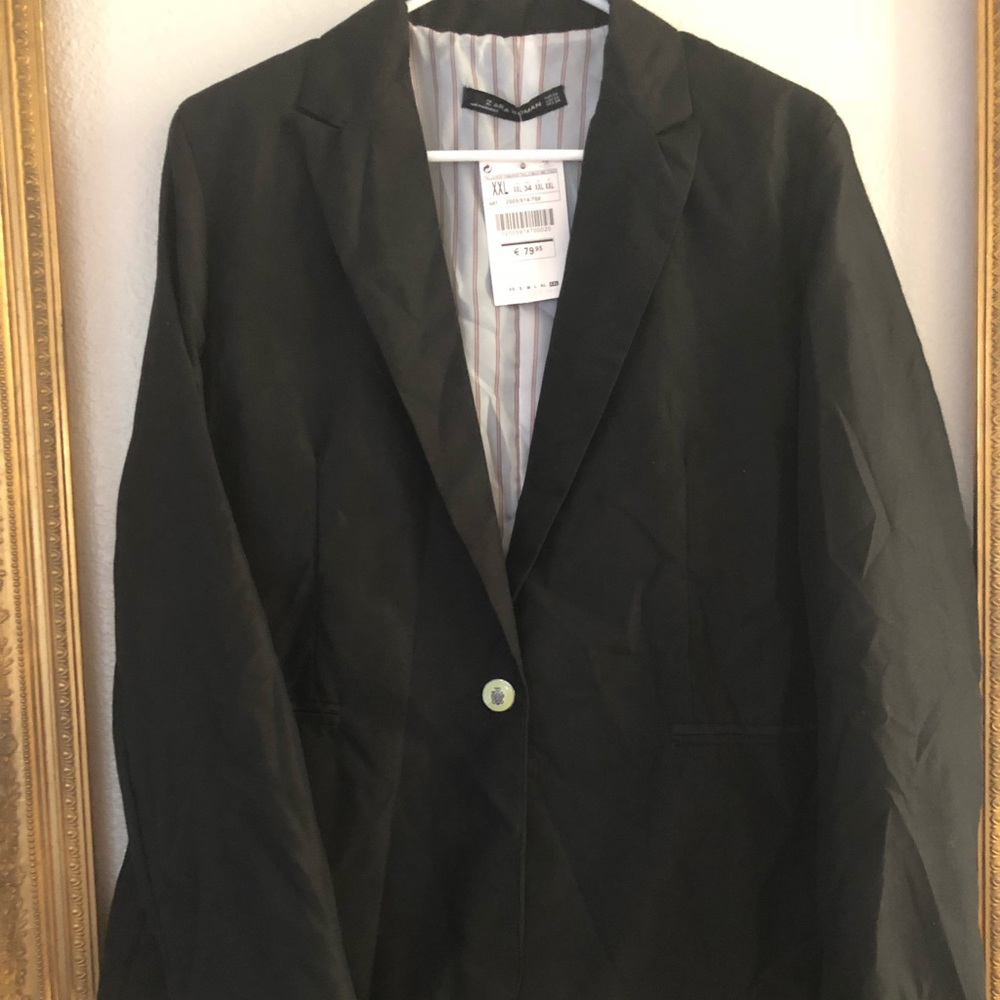 Zara black dress work trendy blazer L XL